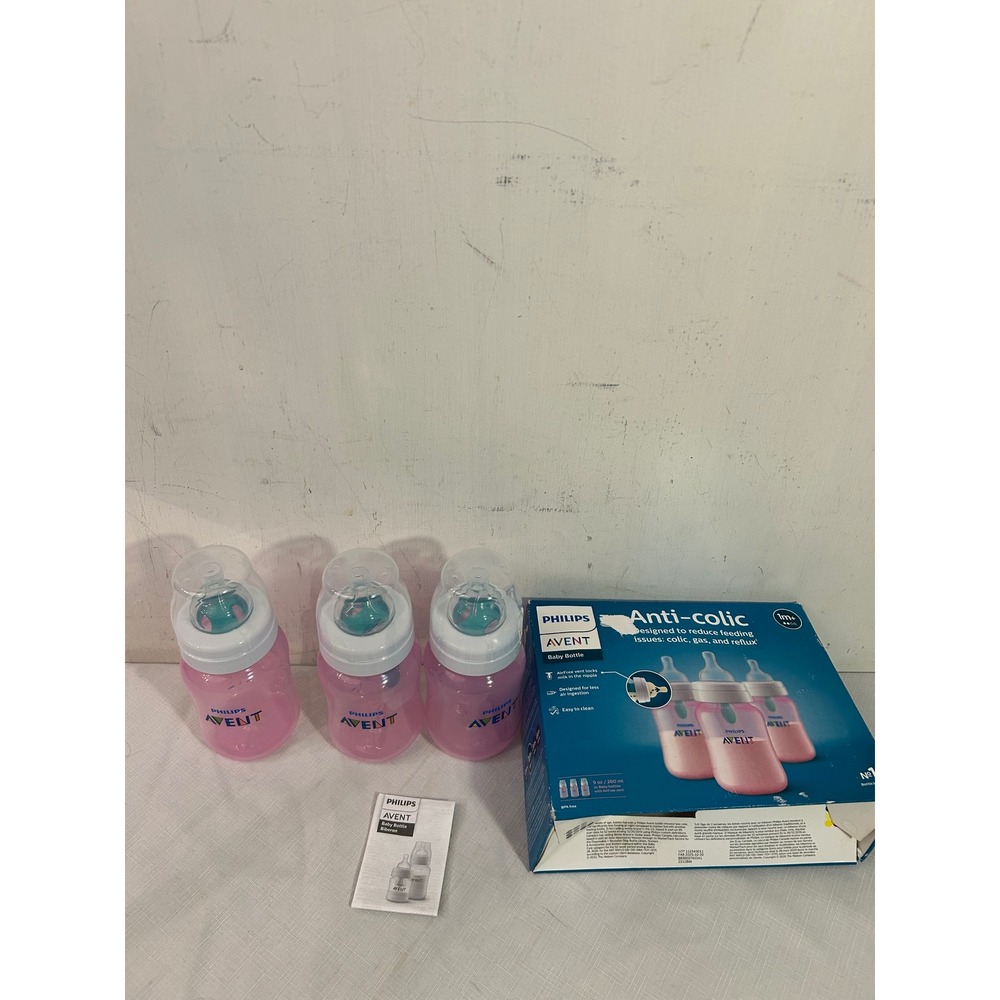 Philips Avent Anti-colic Baby Bottles 9oz Pink 3-Pack AirFree Vent Kids